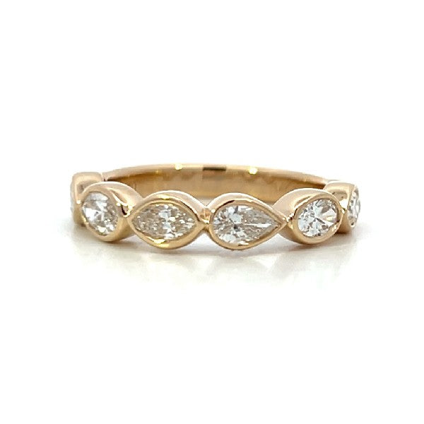 14K Yellow Gold Bezel Set Multi-Shaped Diamond Band