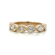 14K Yellow Gold Bezel Set Multi-Shaped Diamond Band