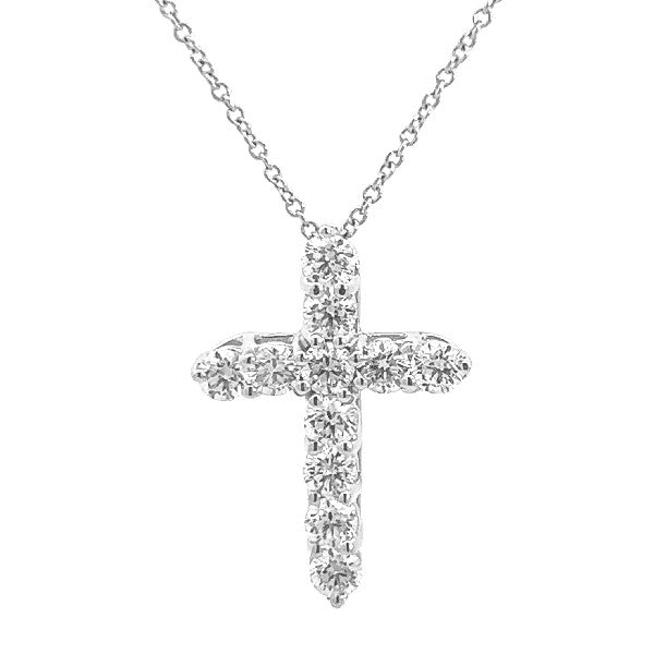 18K White Gold Diamond Cross Necklace