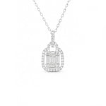 Load image into Gallery viewer, 18K White Gold Framed Baguette Diamond Pendant Necklace
