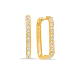 Load image into Gallery viewer, 14K Yellow Gold Rectangular Hoop Diamond Earrings
