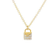 14K Yellow Gold Diamond Purse Necklace