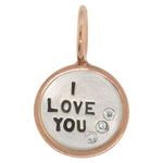 Load image into Gallery viewer, HEATHER B MOORE Rose Gold Framed Sterling Silver I Love You Charm With Diamonds
