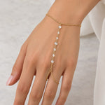 Load image into Gallery viewer, 18K YELLOW GOLD ROSE CUT DIAMOND HAND CHAIN BRACELET