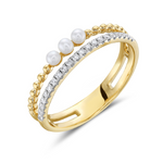 Load image into Gallery viewer, 14K Yellow Gold Pearl and Diamond Ring

