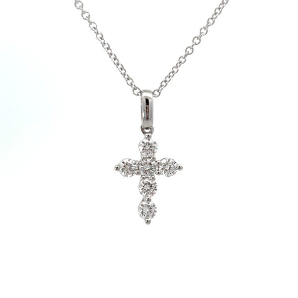 14K White Gold Diamond Cross Pendant