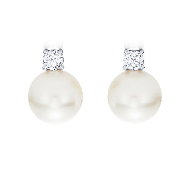 Pearl and Diamond Stud Earrings