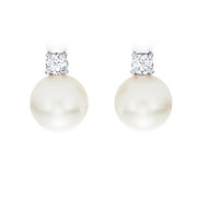 Pearl and Diamond Stud Earrings