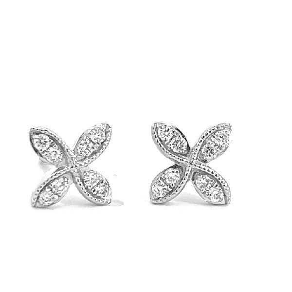 Diamond Flower Stud Earrings