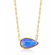 18K Yellow Gold Sideways Pear Opal Necklace