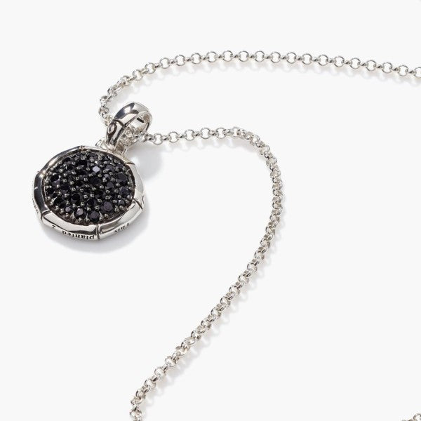 Bamboo Small Round Pave Black Sapphire Necklace