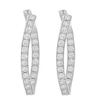 Load image into Gallery viewer, 18K White Gold Diamond Inside Out U-Hoop Earrings
