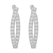 18K White Gold Diamond Inside Out U-Hoop Earrings