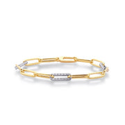18K Yellow Gold Paperclip Link Bracelet with Diamonds