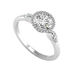 Load image into Gallery viewer, 3-Stone Halo Diamond Engagement Ring
