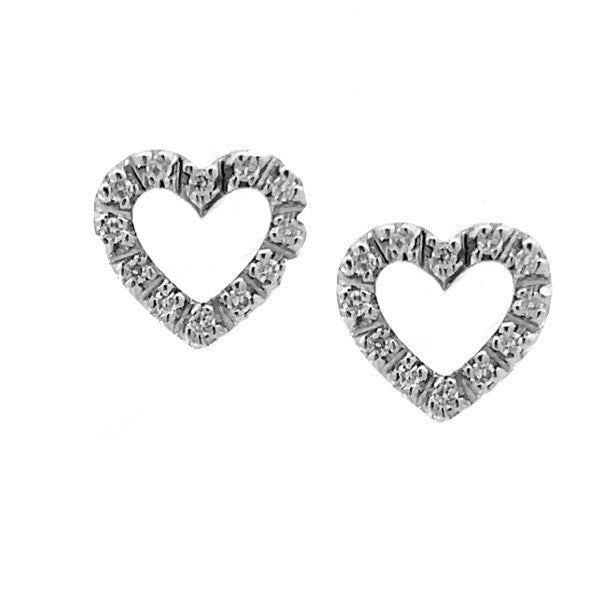 14K White Gold Diamond Heart Earrings - FINAL SALE