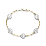 Load image into Gallery viewer, 18K Yellow Gold Freshwater Pearl Bracelet With Diamonds
