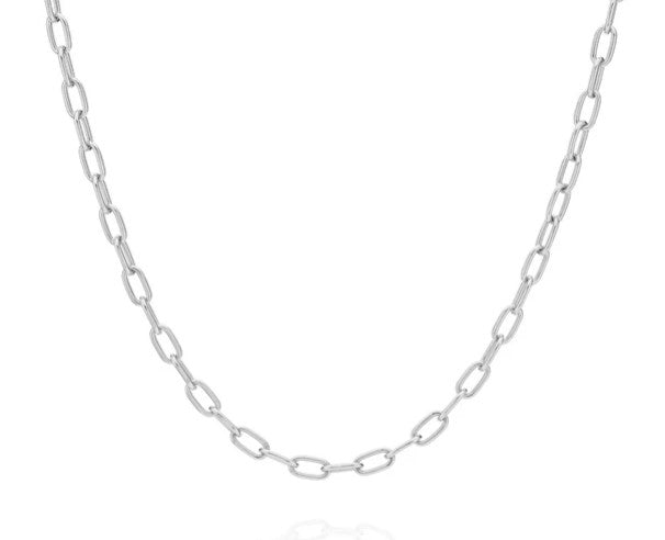 Elongated Oval Chain Collar Necklace