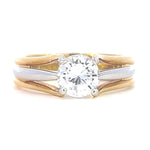 Load image into Gallery viewer, 18K Yellow Gold and Platinum Solitaire Split Shank Engagement Ring