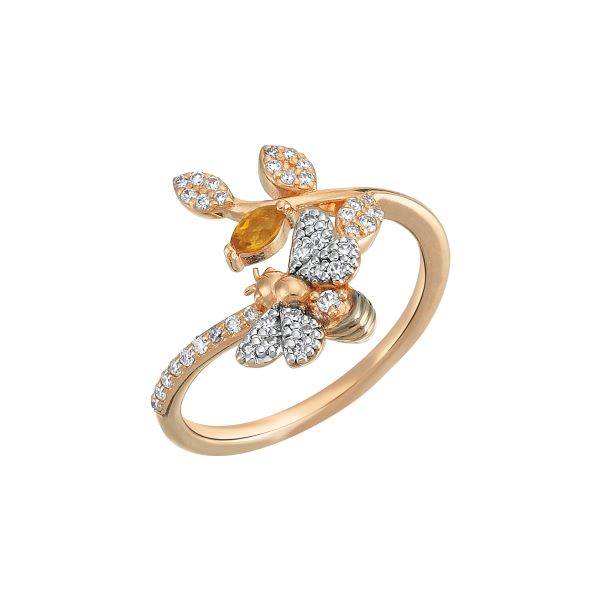 Honey Bee Citrine and Diamond Ring