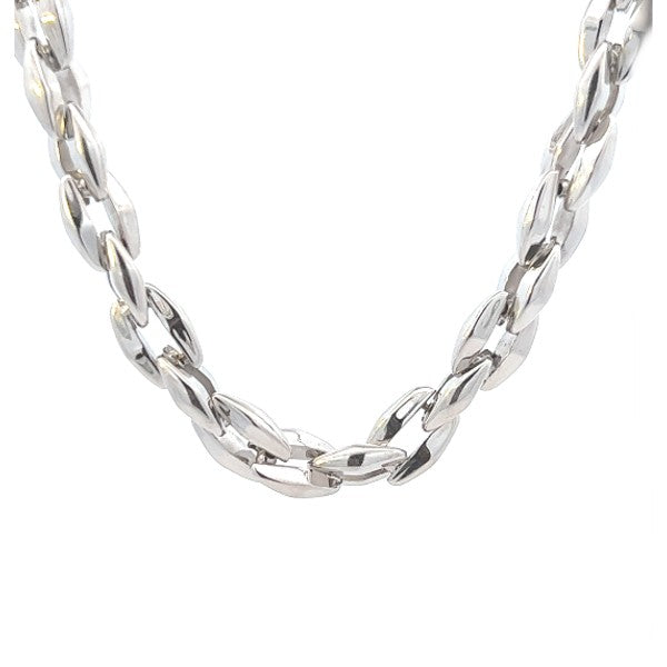 Large Link White Gold Necklace