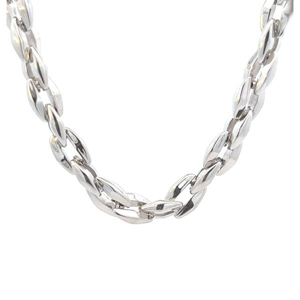 14K White Gold Chunky Large Link Necklace