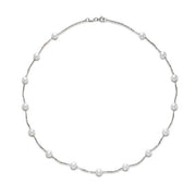 MASTOLONI 5.5-6mm White Freshwater Pearl Tin Cup Necklace in 14K White Gold