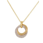 Load image into Gallery viewer, 14K Yellow and White Gold Interlinked Circle Necklace With Diamonds