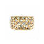 Load image into Gallery viewer, ESTATE 14K Yellow Gold Lattice Diamond Band Ring