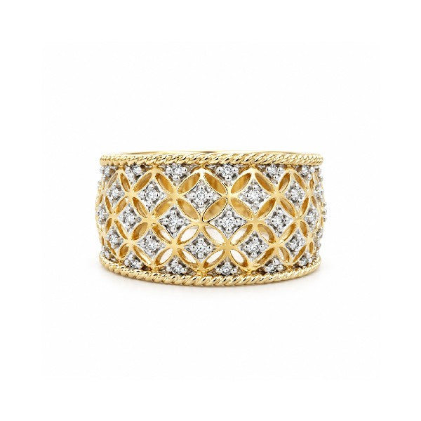 ESTATE 14K Yellow Gold Lattice Diamond Band Ring