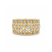 ESTATE 14K Yellow Gold Lattice Diamond Band Ring