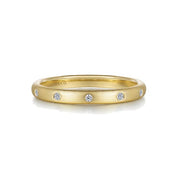 14K Yellow Gold Brushed Finish Stackable Diamond Band