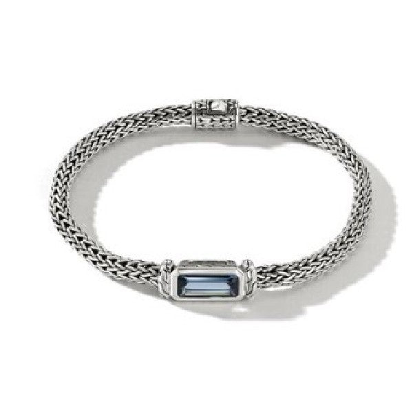 Sterling Silver Woven Bracelet With London Blue Topaz
