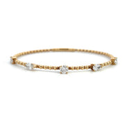 14K Yellow Gold Flexible Bangle Bracelet with Multi-Shaped Diamond Stations