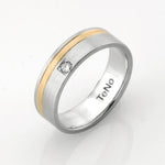 Load image into Gallery viewer, TENO Stainless Steel and 18K Yellow Gold Diamond TaMor Love Ring - FINAL SALE