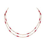 Load image into Gallery viewer, ETHO MARIA 18K Rose Gold Noble Necklace with Brown Diamonds and Red Ceramic Double Row Necklace
