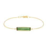 18K Yellow Gold Green Tourmaline Bar Bangle