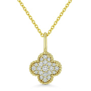 14K Yellow Gold Diamond Clover Necklace