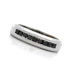 Load image into Gallery viewer, Men's 18K White Gold Black Diamond Wedding Band