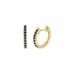 Load image into Gallery viewer, 14K Yellow Gold Blue Sapphire Huggies