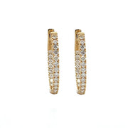 14K Yellow Gold Diamond Inside-Out Oval Hoop Earrings