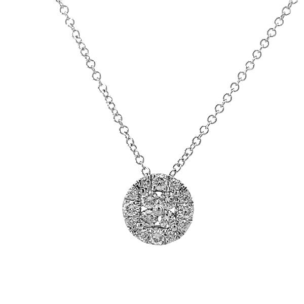 14K White Gold Diamond Cluster Necklace