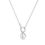Load image into Gallery viewer, 14K White Gold Pearl and Diamond Necklace