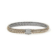JOHN HARDY Icon Reversible Silver and Gold Diamond 6.5mm Bracelet