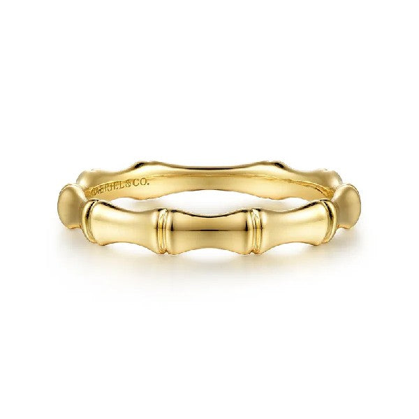 14K Yellow Gold Bamboo Shape Stackable Ring