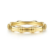 14K Yellow Gold Bamboo Shape Stackable Ring