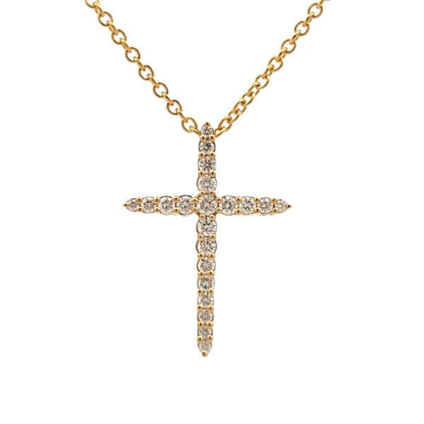 14K Yellow Gold Diamond Cross Pendant