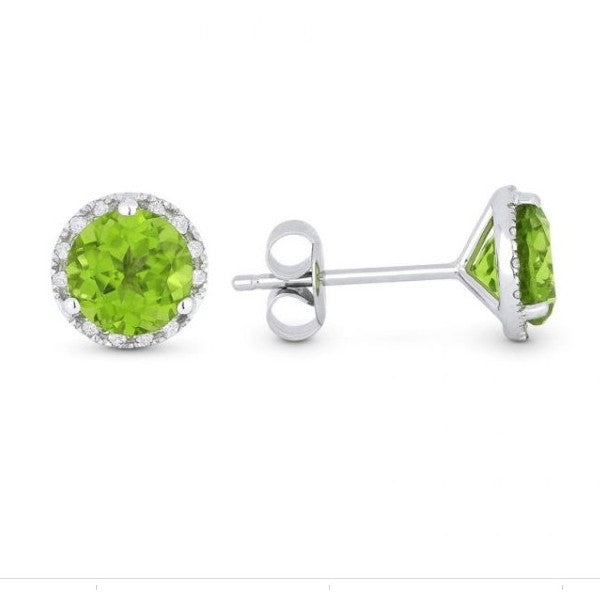 Peridot Diamond Halo Earrings