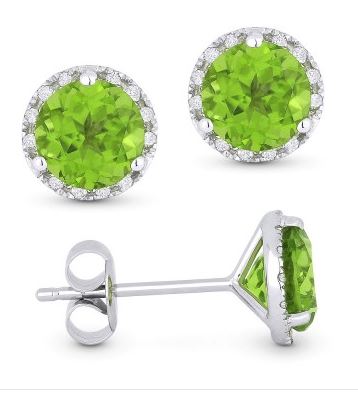 Peridot and Diamond Halo Earrings