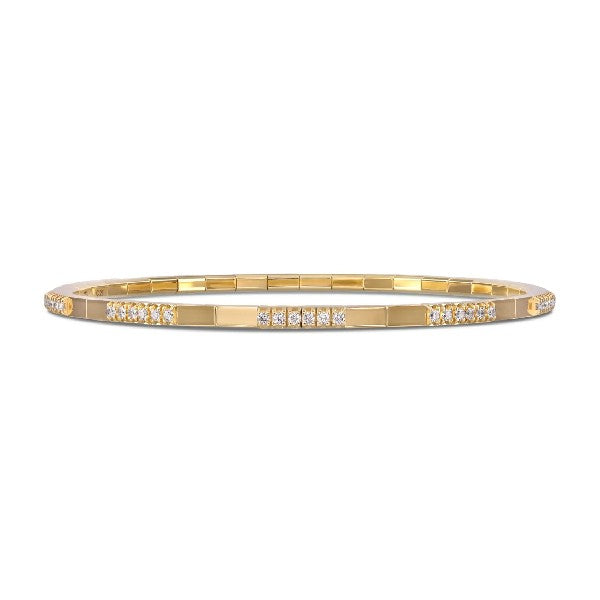 DEMEGLIO 18K Yellow Gold Diamond Cluster Station Stretch Bracelet